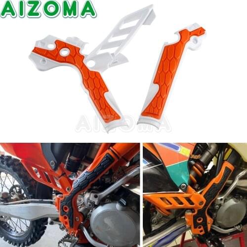 For 125 250 300 450 500 SX EXC XCW SXF XC XCF Pair Grips Frame Guard Protection Dirt Bike MX Motocross Frameguards Orange White
