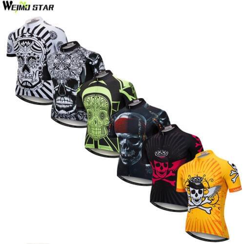 Weimostar Skull Cycling Jersey Men Breathable Cycling Clothing Short Sleeve Downhill Bike Jerseys mtb Bicycle Jersey Shirt Ropa