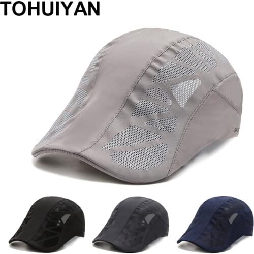 TOHUIYAN Summer Golf Hat Men Breathable Mesh Newsboy Caps Women Gorras Planas Visor Hats Outdoor Flat Caps For Fishing Hiking