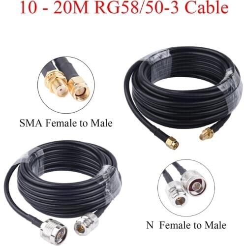 10-20M RG58/50-5 RF Coaxial Cable SMA/N Female to Male Extension Wire For 4G LTE Cellular Amplifier Signal Booster Antenna