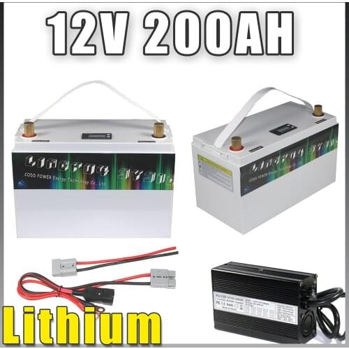 12V 200AH Lithium ion Battery LCD display IP68 Waterproof For RV caravan Boat motor Forklift Solar Panel 12V Rechargeable