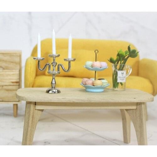 1:12 Dollhouse Miniature 3-Arm Mini Holder Candelabra Furniture Toy Pretend Play Dollhouse Accessory