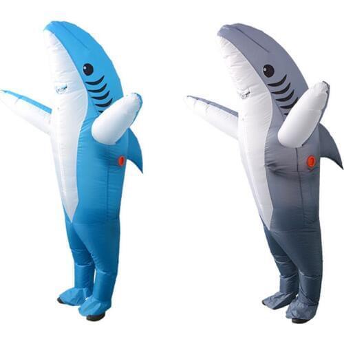 Inflatable Costume Blow up Costume Shark Game Fancy Dress Halloween Jumpsuit USB
