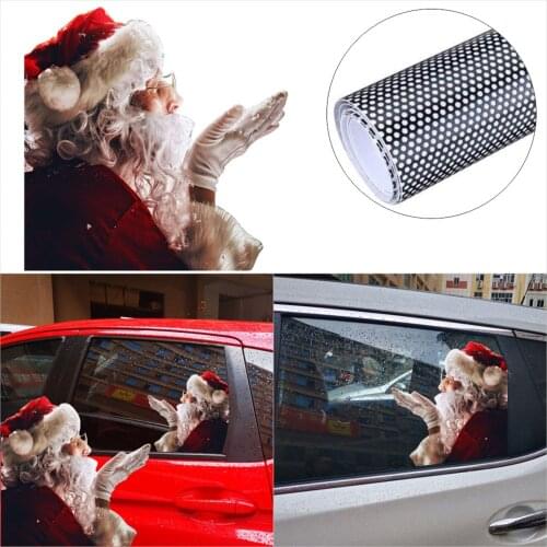 Car Window Stickers 2PCS 40*40cm 3D Cartoon Santa Car Window Cover Auto Covers Realistic Car Sticker Christmas Gift