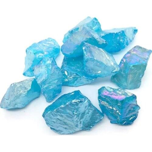 Natural blue aura healing raw crystal mineral clear quartz rough for fengshui crafts christmas decoration