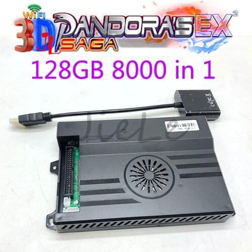 New 3D Pandora Saga EX Box 6800 & 128GB 300 3D Games 8000 In 1 Game Board Wifi Download More Arcade HDMI PCB Video Converter