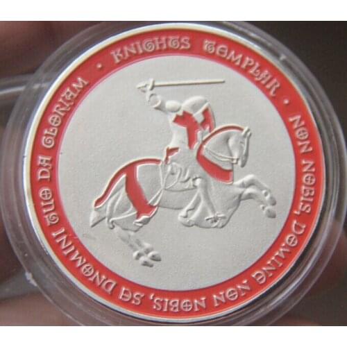 Orange Silver Plated Horse Sword Templar Commemorative Coin Badge Medal Souvenir Party Arts Gifts Souvenir