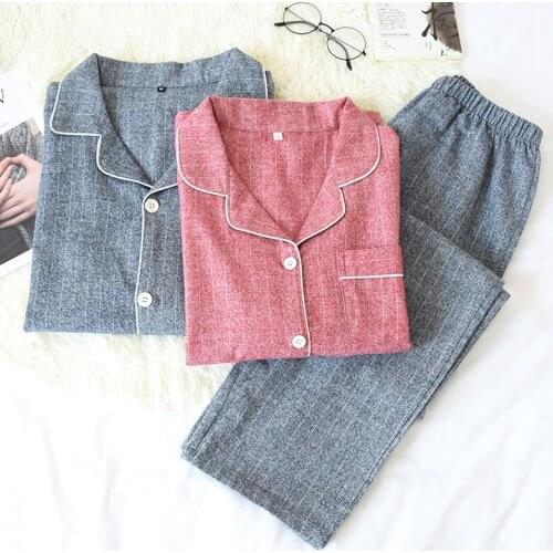 Autumn/winter Couple Pajamas Set Cotton Plush Cloth Men/women Home Clothes Pure Cotton Plaid Large Size Loose Hot Sell Nightie