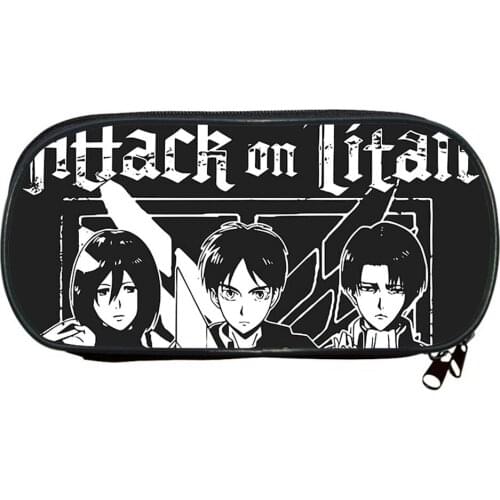 Attack on Titan Pencil Bags Anime Japanese Cartoon Kids Make Up Case For Women Kids School Supplies Stationery Boys Bookbag