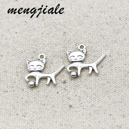 14pcs Wholesale Metal Alloy Lovely Cat Charms Pendants For Handmade Decoration Vintage DIY Jewelry Making Findings