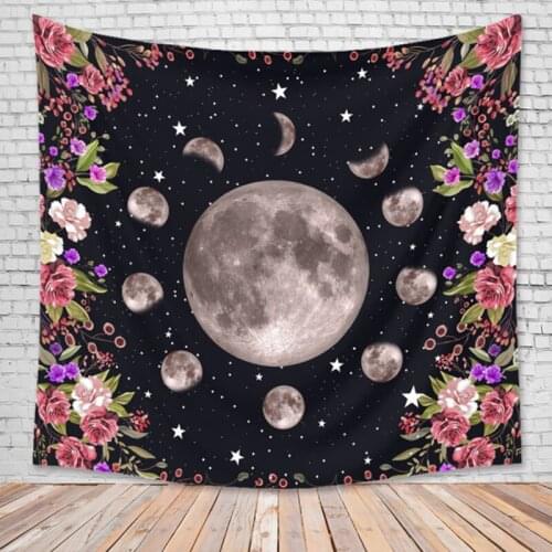 Sun Moon Starry Tapestry Flower Wall Hanging Mat Room Ancient Hippie Carpet Dorm Tapestries Art Home Decoration Accessories