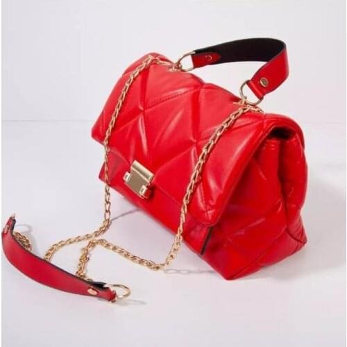 2021 Latest Trend Ladies Quilted Bag Shoulder Strap Luxury Handbag Women Three Compartment Different Colors White Red Black