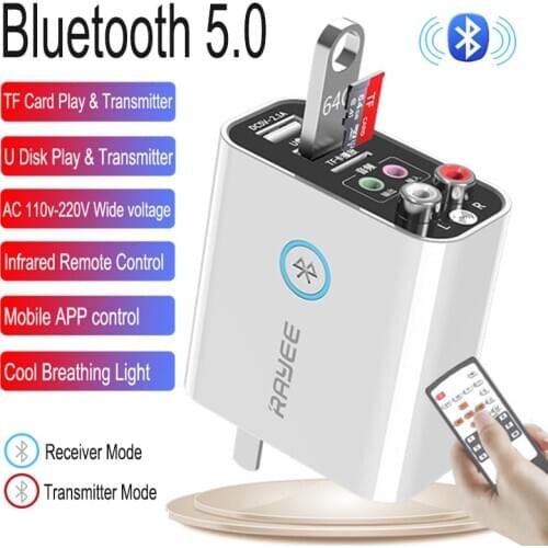 JINSERTA Bluetooth 5.0 Receiver Transmitter Multi-specification Dual USB Charger Support TF Card U Disk Music Play and Transmit