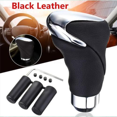Auto Leather Car Manual/Automatic Knob Gear Shift Head Shifter Lever Stick Black
