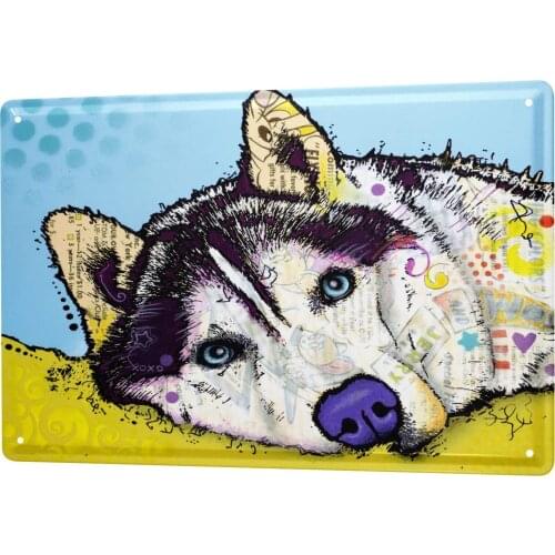 SINCE 2004 Tin Sign Metal Plate Decorative Sign Home Decor Plaques Ravtive Vet Practice Colorful Husky