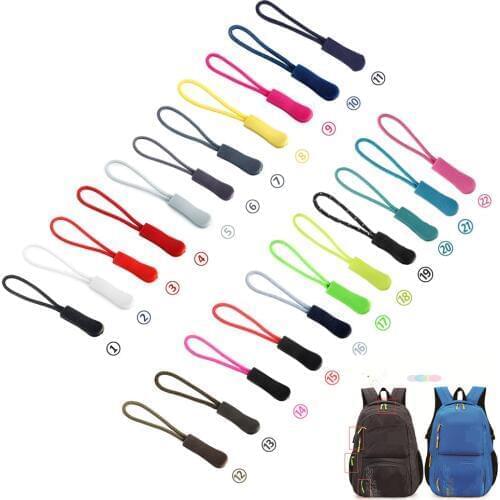 10pcs Zipper Pull Puller End Fit Rope Tag Fixer Zip Cord Tab Replacement Clip Broken Buckle for Sewing Clothes Travel Bags
