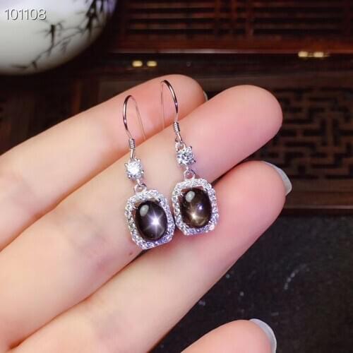 The new natural starlight sapphire ear hooks 925 silver earrings can be gorgeous and eye-catching party style jewelry