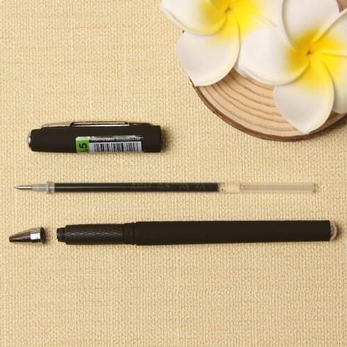 12 Pcs/Box 0.5mm Business Neutral Signature Pen Black Ink Refill Gift Pen Matte Black Rod School Writing The Office Supplies