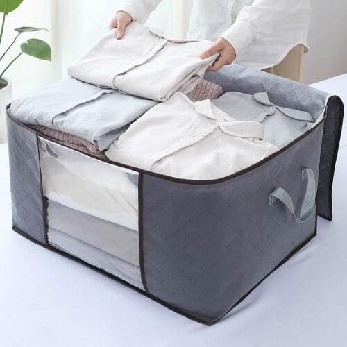 Non-woven Fabric Quilt Storage Bag Foldable Clothes Storage Bags Home Blanket Luggage Zipper Organizer Bags Wardrobe Organizer