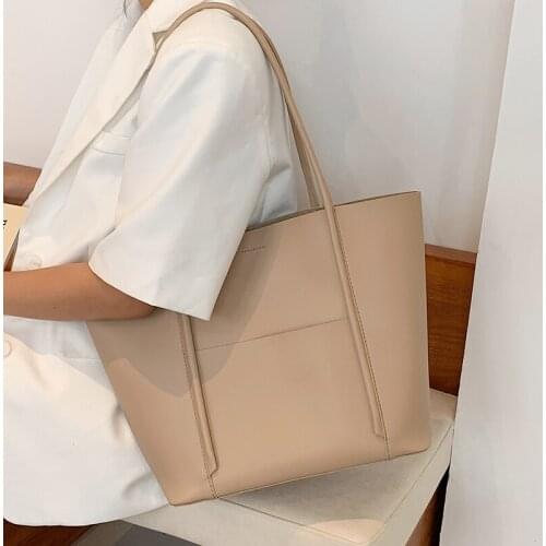 Simple High Capacity PU Leather Women Big Tote Bag Luxury Ladies Handbags and Purses Designer Shopper Shopping Shoulder Bags Sac