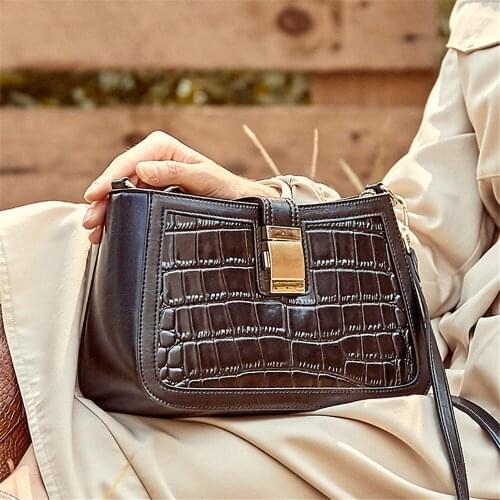 Crocodile Pattern Crossbody Bags for Women Genuine Leather Luxury Handbags Women Bags Designer Shoulder Bag