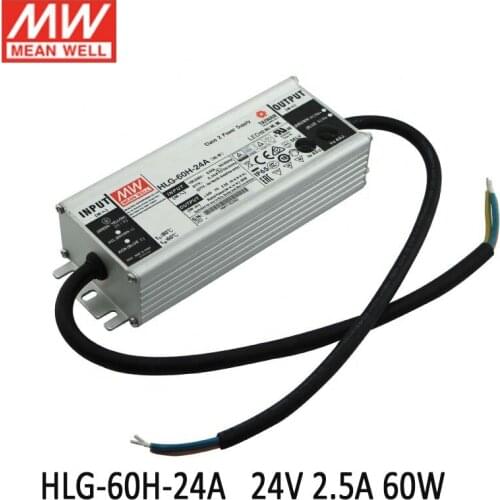 MEAN WELL LED driver HLG-60H-24A 60W 24V LED Switch Power Supply 110V/220V AC to 24V DC 2.5A 60W waterproof IP65 Adjustable PSU