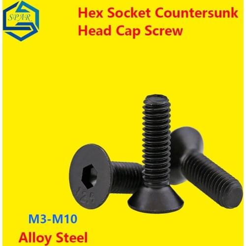 Hexagonal Socket Countersunk Head Cap Screw Hex Socket Cap Screw Flat Head Screw Flat Cup Screw 12.9 Level DIN7991 M3-M12