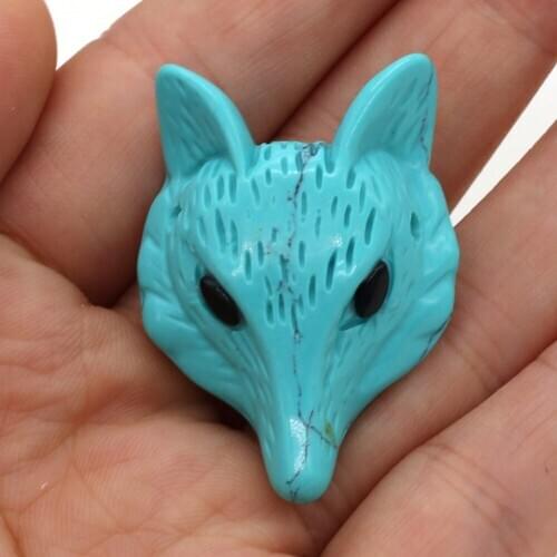 High Quality Natural Stone Crystal Agates Beads Handmade Carved Fox Head Pendant Charms for Jewelry Making DIY Necklace Bracelet