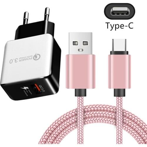 QC 3.0 USB Charge Cord Fast Charger Wall Plug Adapter For Samsung A52 A32 A22 A12 POCO M3 X3 NFC Redmi Note 10 Pro Type C Cable
