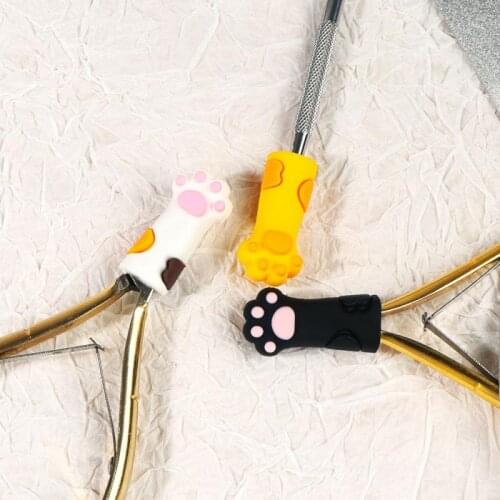 1pc Cute Cat Paw Cover Protective Sleeve For Nail Cuticle Scissors Manicure Pedicure Tools Dead Skin Tweezers Cap Makeup Tools