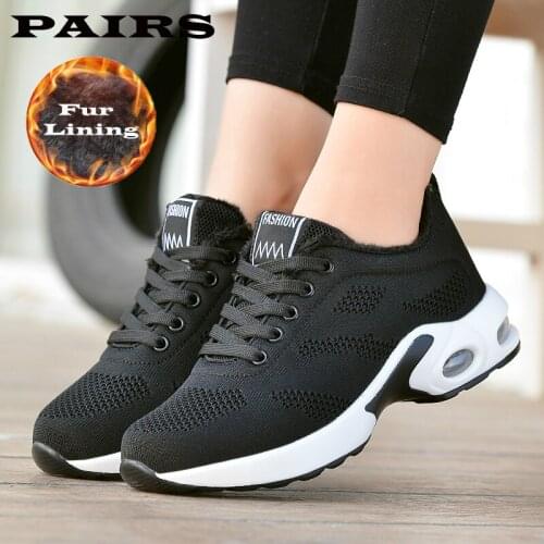 Women Shoes 2019 Winter Female Gym Sport Shoes Stability Breathable Mesh Air Cushion Thick Sole Trainers Women Tennis Shoe