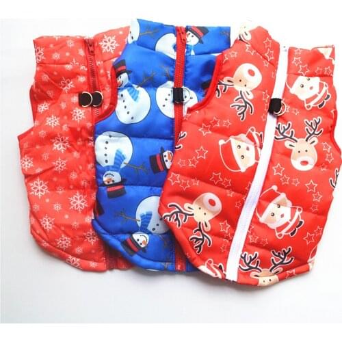 Dog Cat Winter Clothing Cotton-padded Jacket Dog Clothes Christmas Style Sleeveless Pet Coat Puppy Accessory Pet Vest Warm