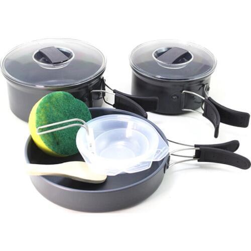 1-2 Person aluminum alloy outdoor camping cookware tableware sets Multi-function Camping Pot Sets Free Shipping