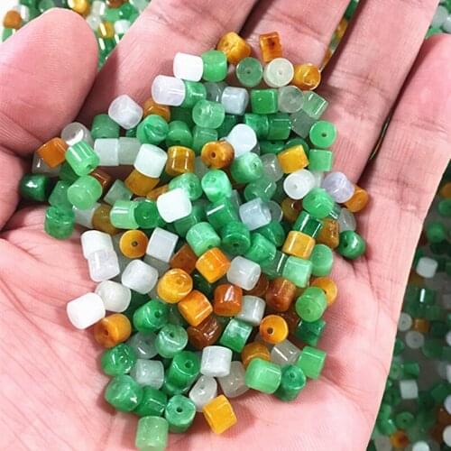10PC Green Jade Tricolor Bucket Beads Accessories DIY Bangle Charm Jewellery Fashion Hand-Carved Luck Amulet Gifts