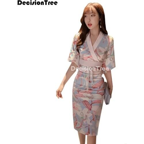 2021 japanese kimono yukata women long sleeve haori erotic lingerie sexy kimonos dress with obi deep v neck clubwear