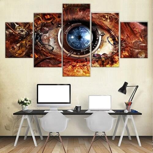 5 panel Modern Home Decor wall art picture for living room Steampunk Abstract Eyes Poster canvas Print painting on canvas Artwor