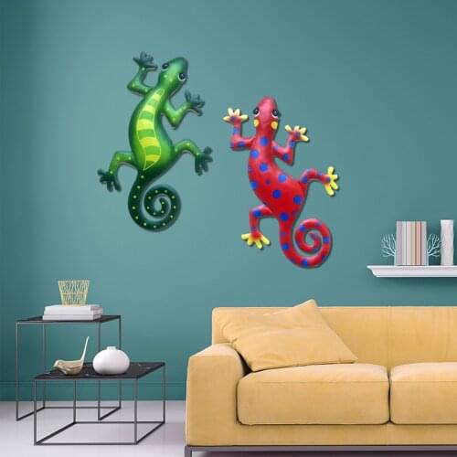 6pcs Metal Gecko Outdoor Wall Decor Lizard Wall Hanging Lizard Statue Sculpture Artwork Balcony Fence Garden Decoration