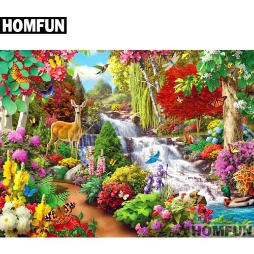 HOMFUN Full Square/Round Drill 5D DIY Diamond Painting "Forest Scenic" Embroidery Cross Stitch 5D Home Decor Gift A01692