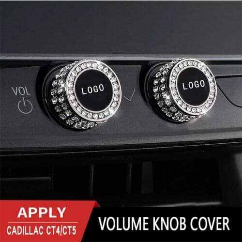 Car Central Control Volume Knob Diamond Stickers For Cadillac CT4 CT5 Interior Audio Switch Button Decorative Cover