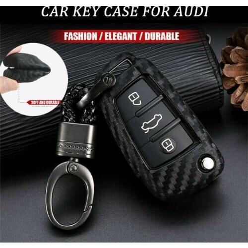 Carbon Fiber Remote Smart Key Fob Case Shell Holder Cover Key Bag Protector For Audi A3 Q3 Q7 S3 Old-A6L