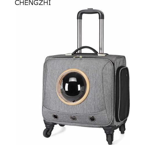 CHENGZHI Pet Rolling Luggage Spinner Trolley Small Cat Dog Outdoor Travel Suitcase on wheel 18inch pets Carry On Luggage