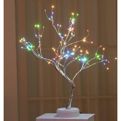 Tree Blossom Tree Decorative Table Lamp 36/48 LED Top Bonsai Desk Light Crystal Flower Table Light for Bedroom Christmas Decor