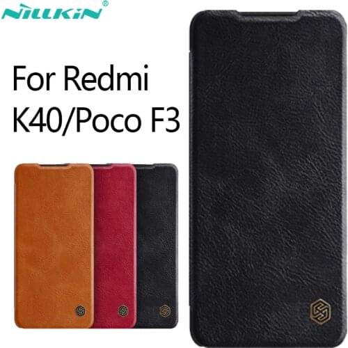 For POCO F3 Flip Case NILLKIN Qin Series PU Leather Wallet Stand Phone Cover for Xiaomi Redmi K40 Pro Plus + 5G Case