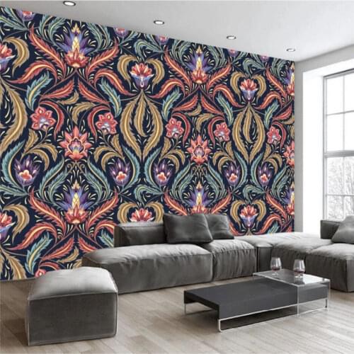 European Retro Ethnic Pattern Floral Wallpapers for Living Room Bedroom Background Walls 3D Custom Mural Wall Paper Home Decor