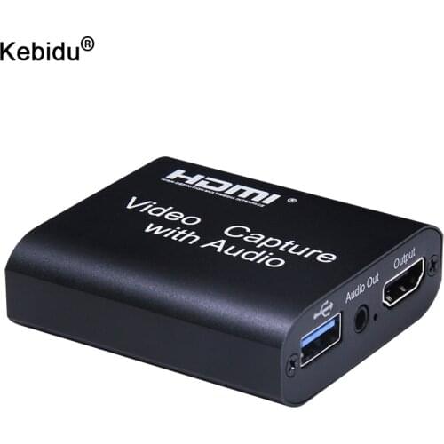 4K USB 2.0 Loop Out Graphics Capture Card Video Recording Box for PC Game Live Streaming Video Recorder Mic In Audio Out