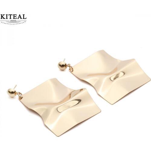 KITEAL floating charms Goddess earrings Geometric mirror big ear nail geometry brincos de festa Prom Accessories