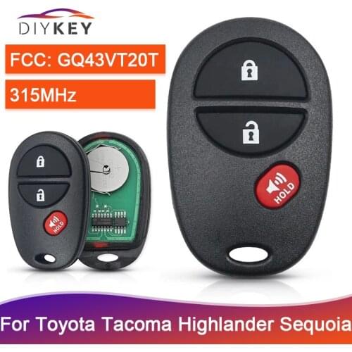 DIYKEY 3 Button Keyless Entry Remote Key for Toyota Tundra Highlander Sequoia Sienna GQ43VT20T 315MHz Car Remote Control Key
