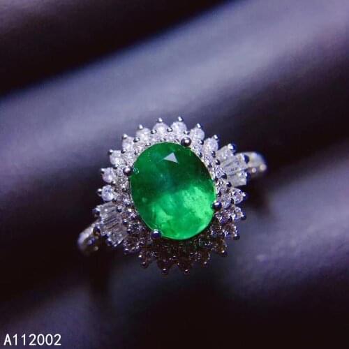 KJJEAXCMY fine jewelry natural Emerald 925 sterling silver new adjustable gemstone women ring support test trendy noble