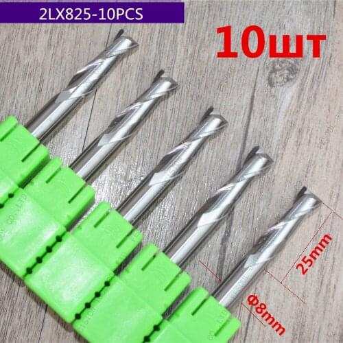 8mm*25mm,10pcs,Free shipping 2 Flutes End Mill,CNC machine milling Cutter,Solid carbide woodworking tool,PVC,MDF,Acrylic,wood