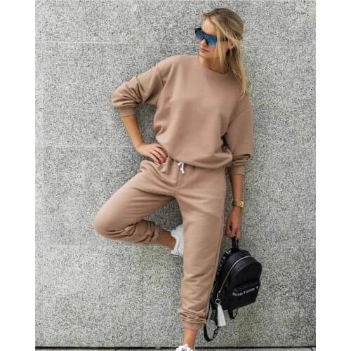 Spring Tracksuit Women Two Piece Set Solid Pullover Sweatshirt Top and Pants Sweat Sports Suits Streetwear Outfits Womens Sets